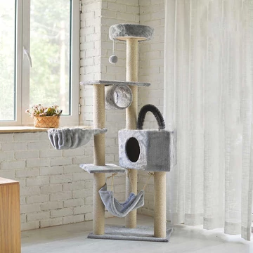 Macskabútor több szintes - 160 cm - szürke