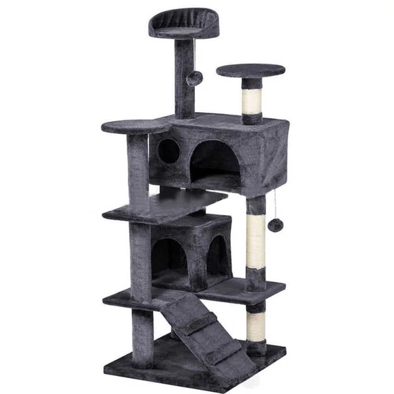 Macskabútor több szintes - 130 cm - szürke