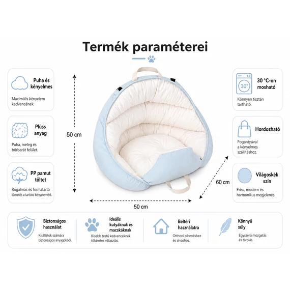 Hordozható autós ülés kutyáknak - paraméterek