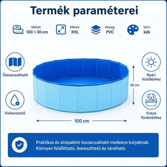 XXL kék kisállat medence kertbe és teraszra
